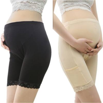 Calças de segurança para maternidade de cintura alta anti-exposição, suporte fino para barriga grávida, cuecas boxer de fundo, calças para maternidade ajustáveis