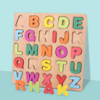 Puzzles pour enfants gros chiffres et lettres blocs de construction bébé éducation précoce jouets éducatifs conseil de préhension cognitive jouets en bois  Multicolore