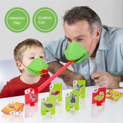 Frog Mouth and Tongue Board Game Greedy Snake Chameleon Playing Cards Competition Parent-Child Interaction Desktop Children's Toy