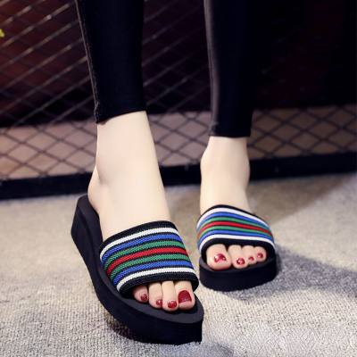 Slippers for women, summer thick-soled wedge heels, casual flip-flops, Korean-style foam sandals, fashionable outer wear, platform-soled beach shoes