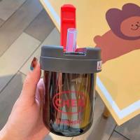 Mini ton cup female cute plastic cup simple portable high value straw water cup small capacity coffee cup  Black