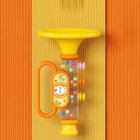 Trompeta de dibujos animados para niños, juguetes que soplan música, mini armónica, silbato de trompeta para bebé, instrumento musical  Amarillo