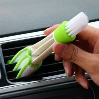 Car air conditioning outlet cleaning brush multi-functional double-head cleaning soft brush keyboard brush blind dust removal brush  Green