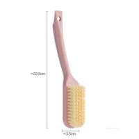 Household long-handled shoe brush hangable plastic shoe brush multi-function solid color cleaning brush does not damage the shoes soft bristle cleaning brush  Pink