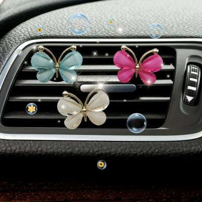 Car air conditioning vent perfume butterfly diamond aromatherapy clip car fragrance tablets car interior decoration perfume