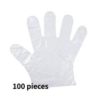 Gants jetables gants alimentaires hygiéniques transparents restauration écrevisse beauté gants en plastique PE 100 pièces  Transparent