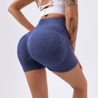 Yoga shorts honey butt lift high waist abdomen elastic tight anti-light quick-drying fitness pants for women  Deep Blue