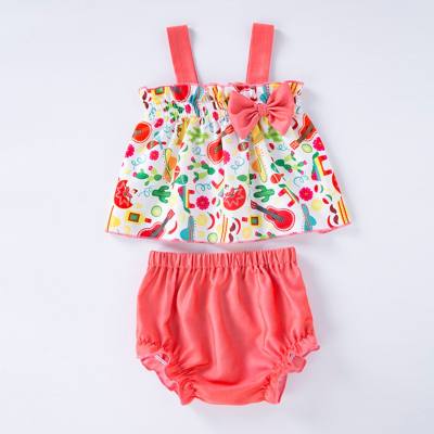 Vestido de fiesta de verano para bebé, falda con tirantes, pantalones de PP, conjunto de 2 piezas, traje para niña, ropa para niña