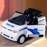 Mini coche deportivo de inercia para niños, modelo de coche de plástico de simulación convertible con dibujos animados para niños  Blanco