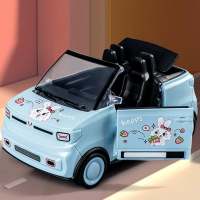 Mini coche deportivo de inercia para niños, modelo de coche de plástico de simulación convertible con dibujos animados para niños  Azul