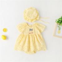 Summer baby crawling clothes, children's clothing, baby onesies, newborn harems, baby triangle crawling clothes  Yellow