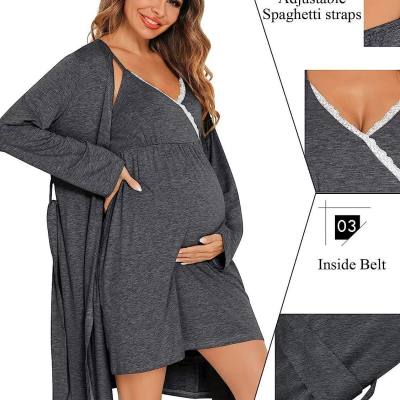 Conjunto de pijama de maternidade vestido roupas de maternidade