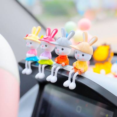 Cute rabbit car center console ornaments car creative love ins style healing network celebrity car interior accessories