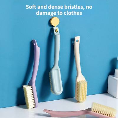 Household long-handled shoe brush hangable plastic shoe brush multi-function solid color cleaning brush does not damage the shoes soft bristle cleaning brush