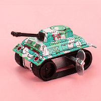Iron sheet winding tank children's winding small animal winding toy puzzle gift  Multicolor