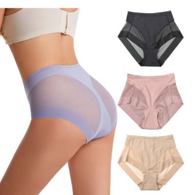 Sexy mesh mid-waist panties for women, seamless, comfortable, breathable, hip-lifting briefs, large size
