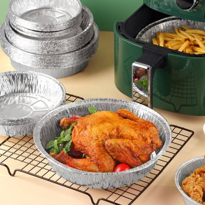 Food grade air fryer special tin foil bowl tin foil plate commercial barbecue disposable aluminum foil bowl home use 10 pieces
