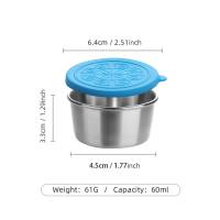 304 stainless steel sauce cup with lid, silicone lid, sealed, leak-proof, fresh-keeping sauce cup, seasoning dish  Blue