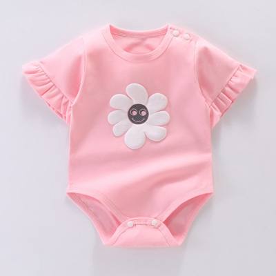 Baby jumpsuit summer pure cotton short-sleeved thin triangle romper baby girl new style crawling clothes