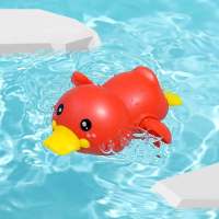 Bade-, Bade- und Wasserspielspielzeug für Babys für Jungen und Mädchen: Anketten, Aufziehen, Schwimmwasser, Badeeimer mit kleiner gelber Ente, Wasserspielen  rot