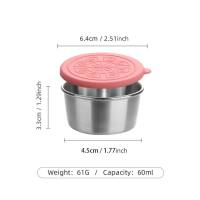 304 stainless steel sauce cup with lid, silicone lid, sealed, leak-proof, fresh-keeping sauce cup, seasoning dish  Pink