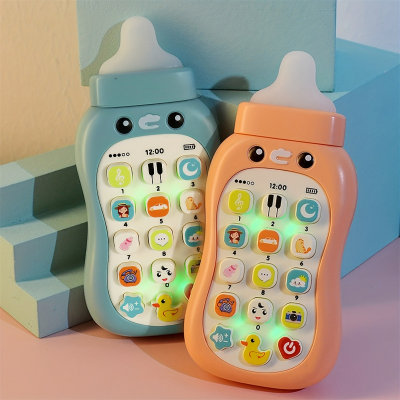 Children's toy mobile phone early education can chew milk bottle baby bilingual early education music puzzle simulation smart phone