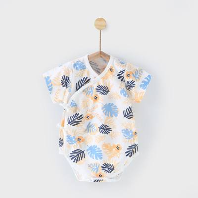 Baby short-sleeved bodysuit summer thin newborn clothes pure cotton boneless baby jumpsuit triangle crawling romper