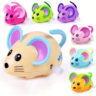 Wind-up toy animal will run when wound up cartoon winding mouse
