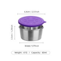 304 stainless steel sauce cup with lid, silicone lid, sealed, leak-proof, fresh-keeping sauce cup, seasoning dish  Purple