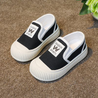 Zapatillas infantiles de lona sin cordones, fáciles de poner y quitar, cómodas y transpirables  Negro