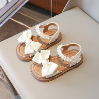 Bow pearl casual sandals  Beige