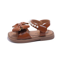 Bow pearl casual sandals  Brown