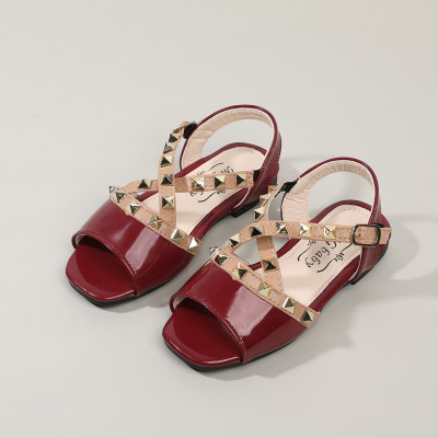 Toddler Girl Solid Color Open Toed Buckle Sandals