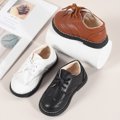 Sapatos de couro de cor sólida para menina infantil