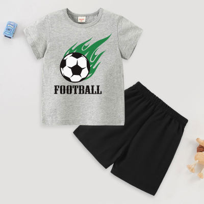 hibobi Boy Baby Football Conjunto de camiseta con estampado de colas verdes