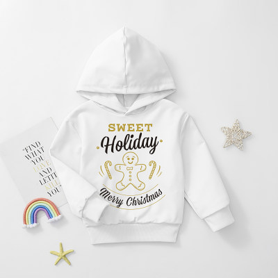 Toddler Christmas Cartoon Letter Printed Hooded Pullover Sweater