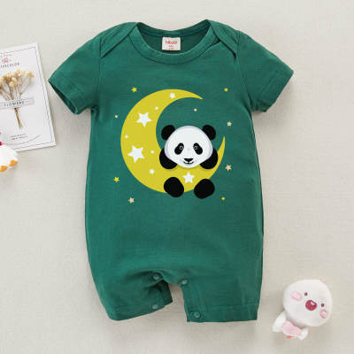 Baby Cute Panda Print Short Sleeve Cotton Bodysuit