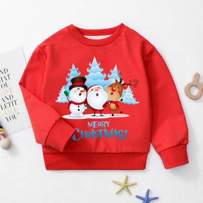 Toddler Christmas Cartoon Letter Printed Pullover Sweater