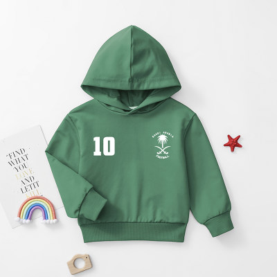 Suéter con capucha y estampado de números de la Copa del Mundo para niños pequeños