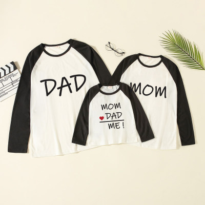 Camiseta de manga raglán larga con estampado de letras a juego de la familia