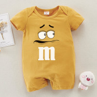 hibobi Baby Cute Cartoon Print Short Sleeve Cotton Bodysuit  Yellow
