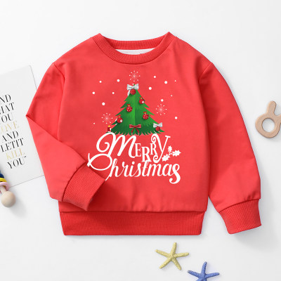 Toddler Christmas Cartoon Letter Printed Pullover Sweater