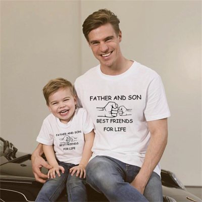 Dad and Me Short-Sleeve Casual Letter Print Matching Tees