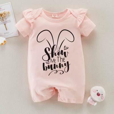 Baby Cute Letter Print Short Sleeve Cotton Bodysuit