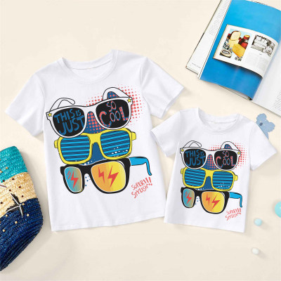 Fashion Sunglasses Pattern Print Tees for Dad and Me