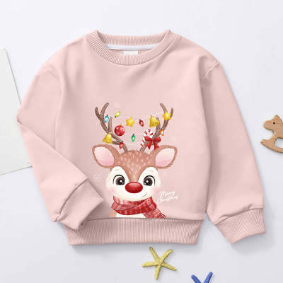 Toddler Christmas Cartoon Deer Printed Pullover Sweater