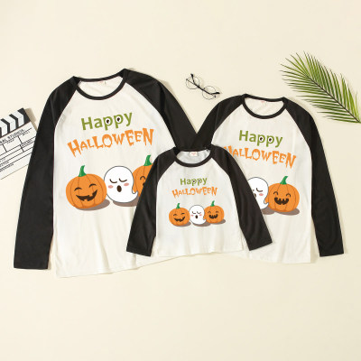 T-shirt a maniche lunghe stampata cartoni animati con lettera di abbigliamento per la famiglia
