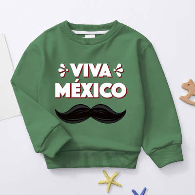 Suéter con estampado de bigote y letras para niños pequeños