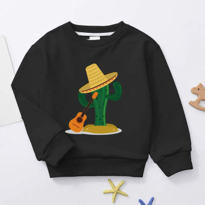 Suéter con estampado de cactus de dibujos animados para niños pequeños