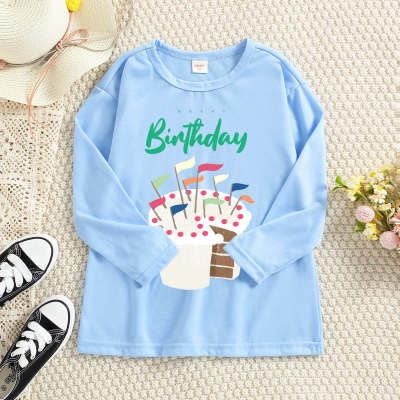 Camiseta de manga comprida para comemorar aniversário de criança